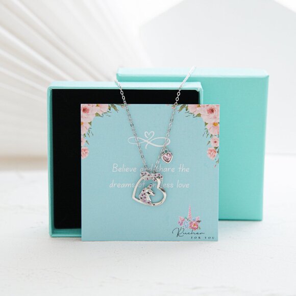 Unicorn Charm Necklace with Heart & Infinity Pendants for Christmas or Birthdays - Picture 2 of 7